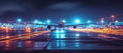 Download Nighttime Airport Buzz Image - Airport, Nighttime, Airplane | StockCake